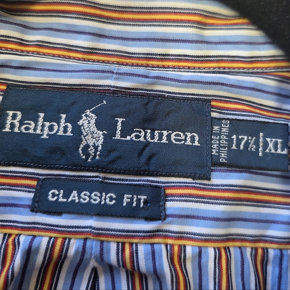 Ralph Lauren Classic Fit XL Striped Button Down Shirt Red Pony Preppy Business - Picture 4 of 4